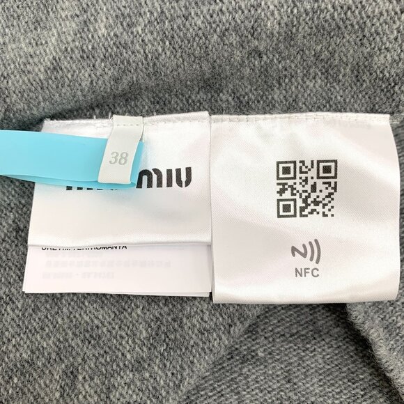 Miu Miu 2023 Dark Gray V-Neck Long-Sleeve Knit Sweater Size S - Picture 4 of 8